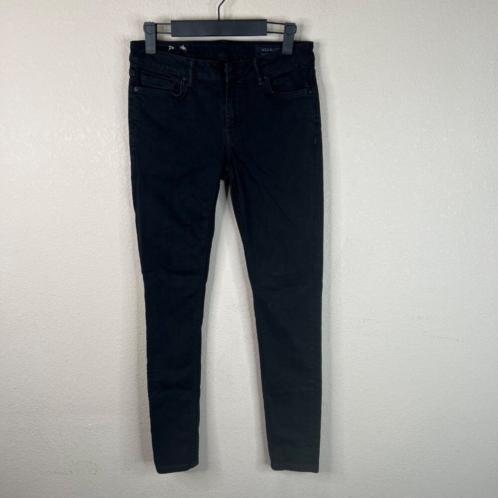 Allsaints Womens‎ Jet Black Skinny Jeans 28 Classic Capsule 90s